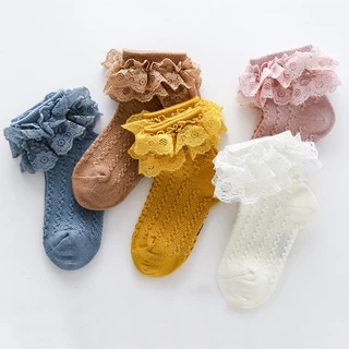 Vớ cotton mềm phối ren dễ thương cho bé gái từ 1-5 tuổi