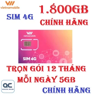 Sim 4G vietnamobile trọn gói 12 tháng không cần nạp tiền mỗi ngày 5GB sử dụng toàn quốc
