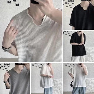 Áo Thun Nam Ngắn Tay Phong Cách Hàn Quốc Thời Trang Simple unisex áo phông rộng lụa Sọc bigsize áo phông trắng Nam