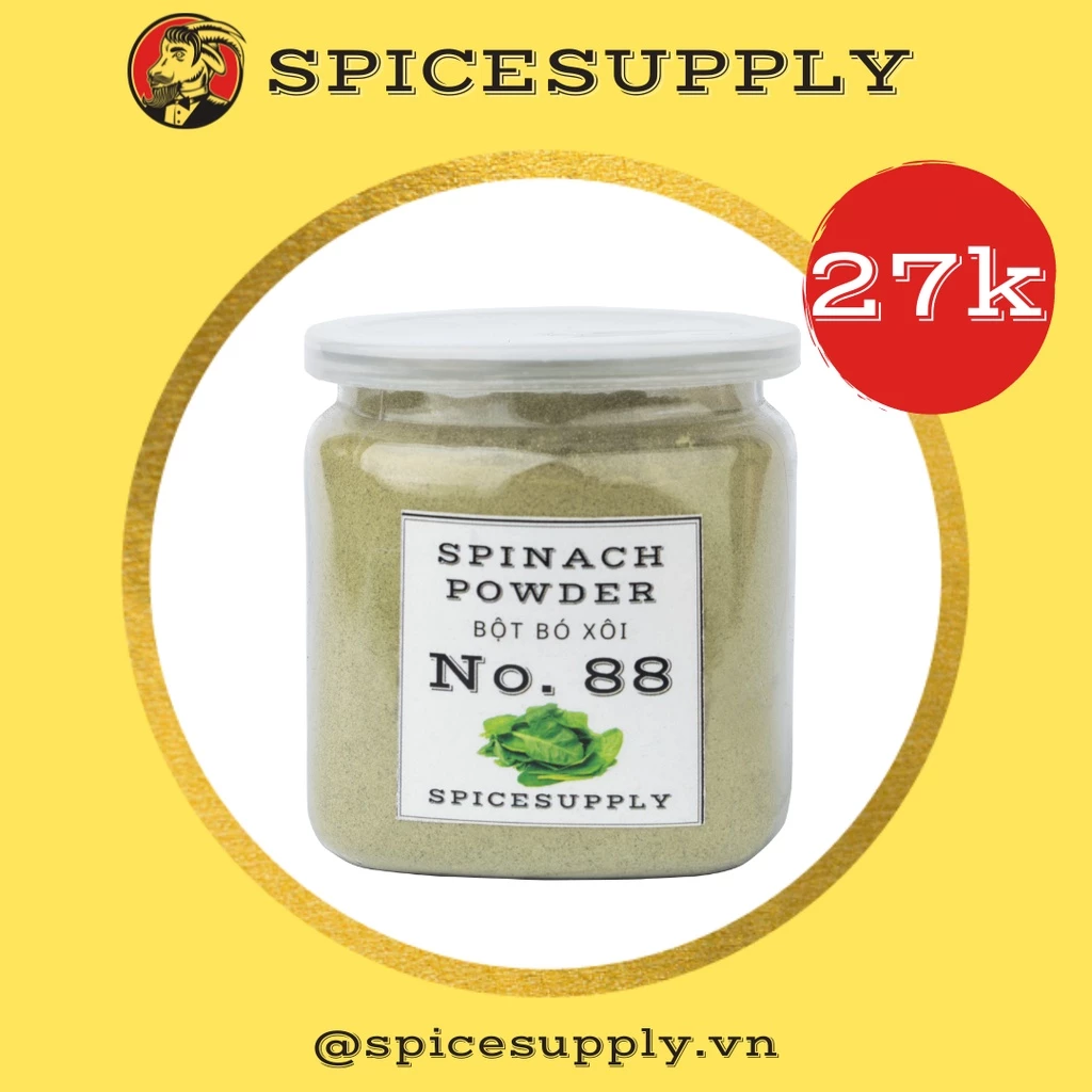 Spinach powder - Bột cải bó xôi SPICESUPPLY Việt Nam nguyên chất 100% sấy lạnh uống giảm cân chuẩn xuất USA Hũ 90g