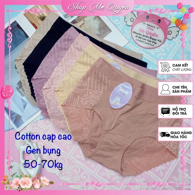 Quần lót nữ cotton cao cấp , quần lót phối ren cạp cao gen bụng giúp vòng 3 căng tròn