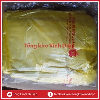 1kg túi nilon trong màu vàng có quai, chất dai đẹp đựng 15kg, túi bóng vàng 15kg