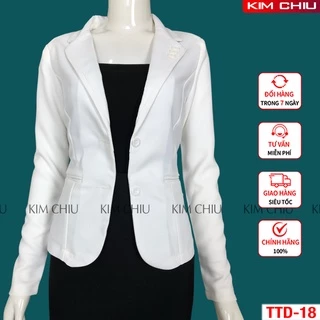 Áo Vest Nữ Công Sở Kim Chiu Cao Cấp Màu Trắng Vải Tuyết Mưa Tay Dài Form Đẹp Từng Đường Kim Mũi Chỉ VTD-18