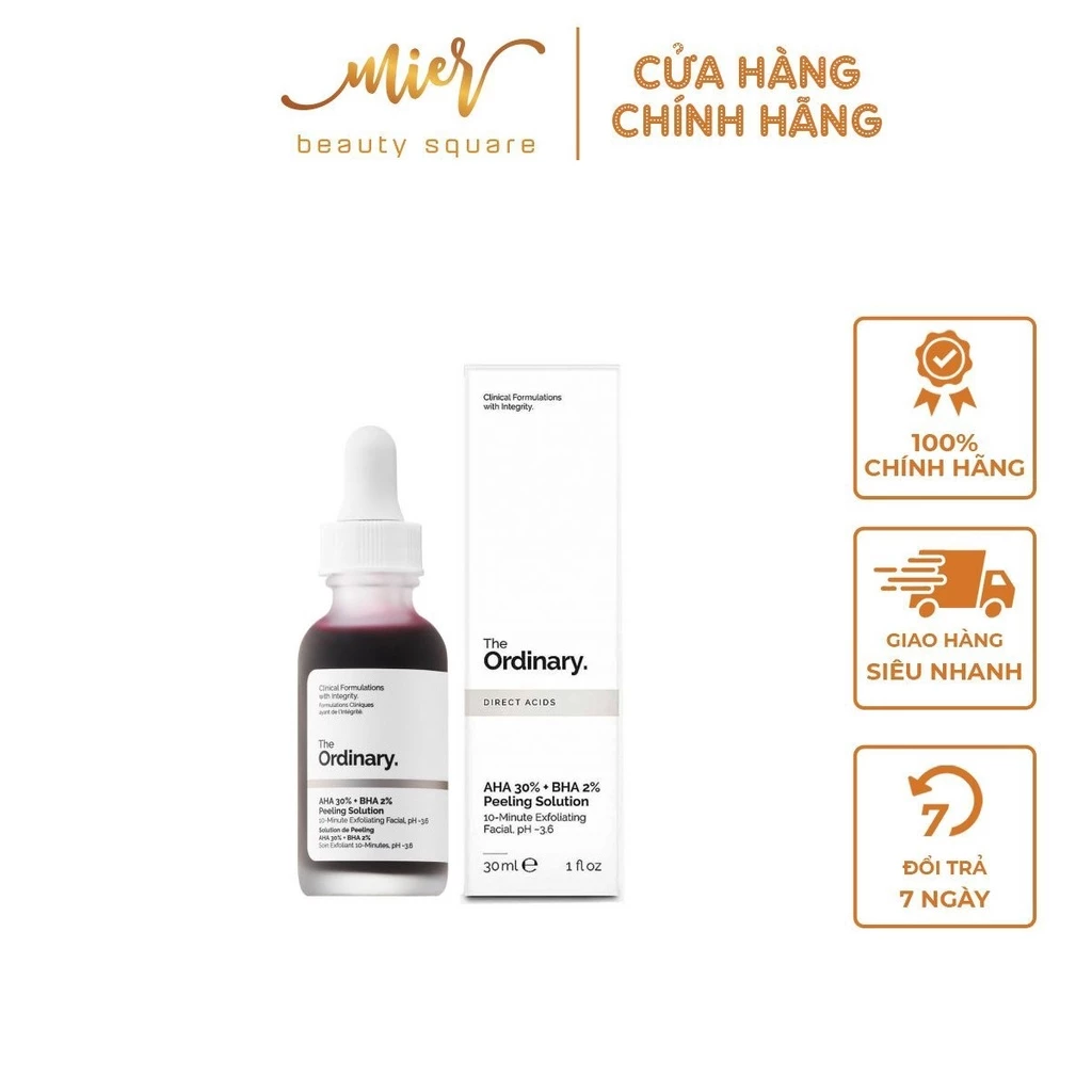 The Ordinary AHA 30% + BHA 2% Peeling Solution Tái Tạo tế bào da mới, Dưỡng da đều màu, Sạch Thâm Mụn 30ml