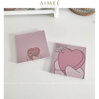 Tập 50 tờ giấy note ghi chú Pinky Heart Hug me - Aimee.decor