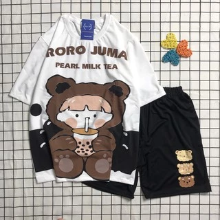 Đồ Bộ Hoạt Hình Unisex Tay Lỡ Gấu Roro Lapi VN, Đồ Bộ Cartoon, Freesize, Thun Cotton, Nam Nữ Đều Mặc Được