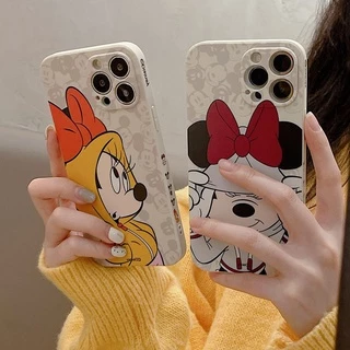 Ốp lưng mềm silicon Cube Matte iP iPhone 7 8 Plus X XR XS Max 11 12 13 14 Pro Max iPhone 7+ 8+ 14 Plus Ốp lưng nơ mickey minnie Phone Case shin case