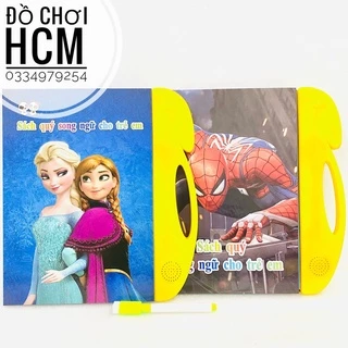 [DẠY BÉ HỌC CHỮ] Đồ chơi sách nói điện tử song ngữ Anh Việt hình Elsa Anna, Spider Man giúp bé học chữ, số đếm, trí tuệ