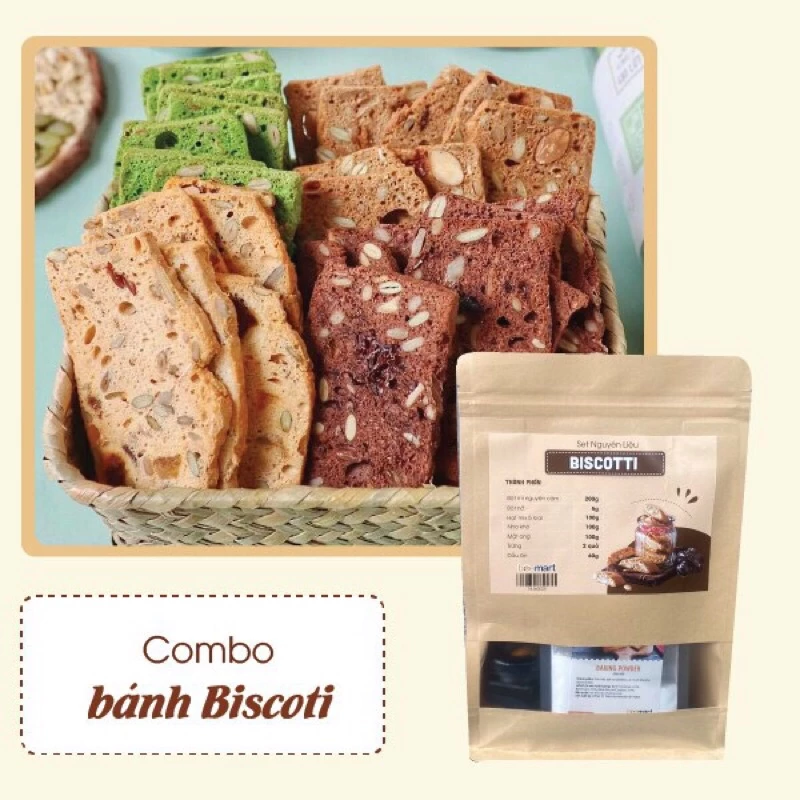 sét nguyên liệu làm bánh biscotti nguyên cám ăn kiêng