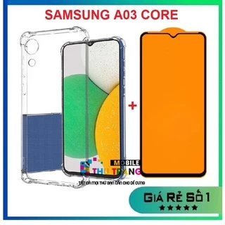 Combo Samsung A03/ A03 Core kính cường lực full màn hình + Ốp dẻo chống sốc có gờ bảo vệ camera -hàng loại 1