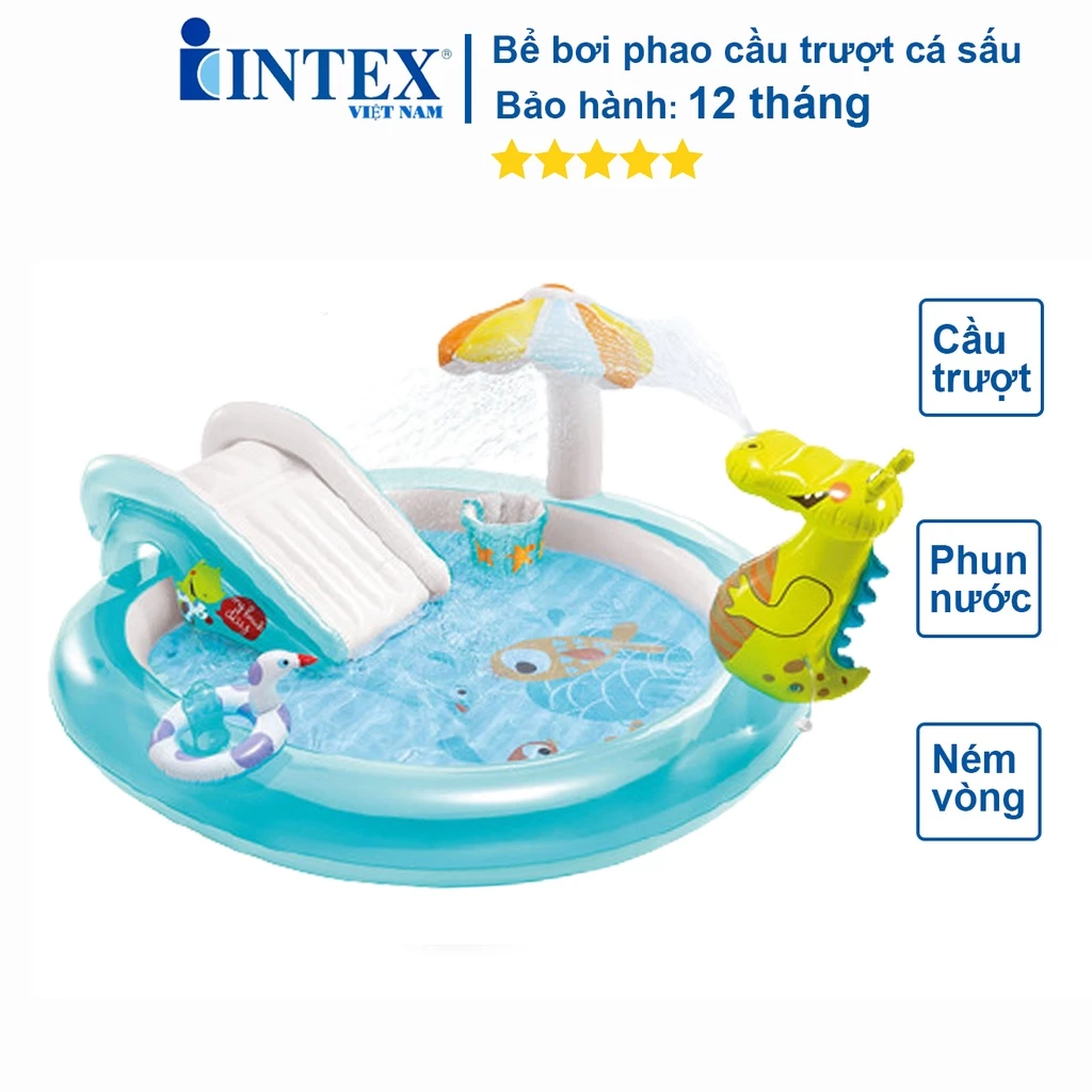 Bể bơi phao cầu trượt cá sấu Intex 57165