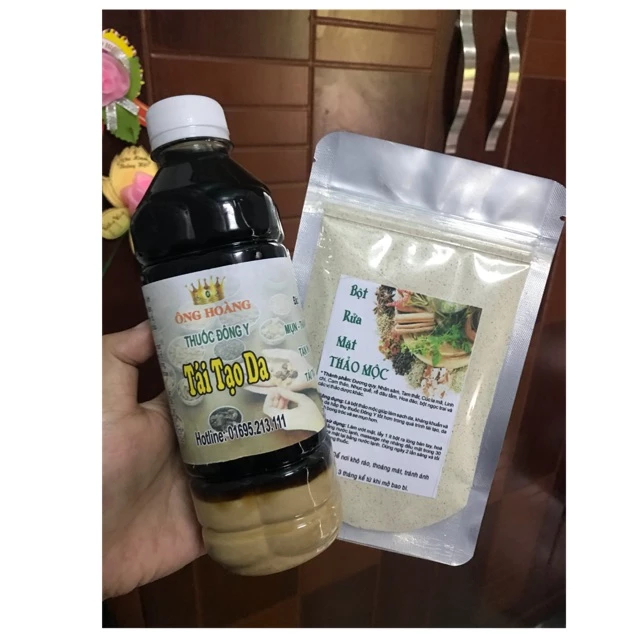 [500ml] Thuốc bắc tái tạo da Ông Hoàng đông y tặng kèm bột rửa mặt