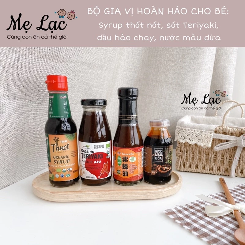 Bộ 3 hoàn hảo syrup thốt nốt, sốt teriyaki, dầu hào, gia vị ướp đồ ăn dặm cho bé từ 12 tháng tuổi