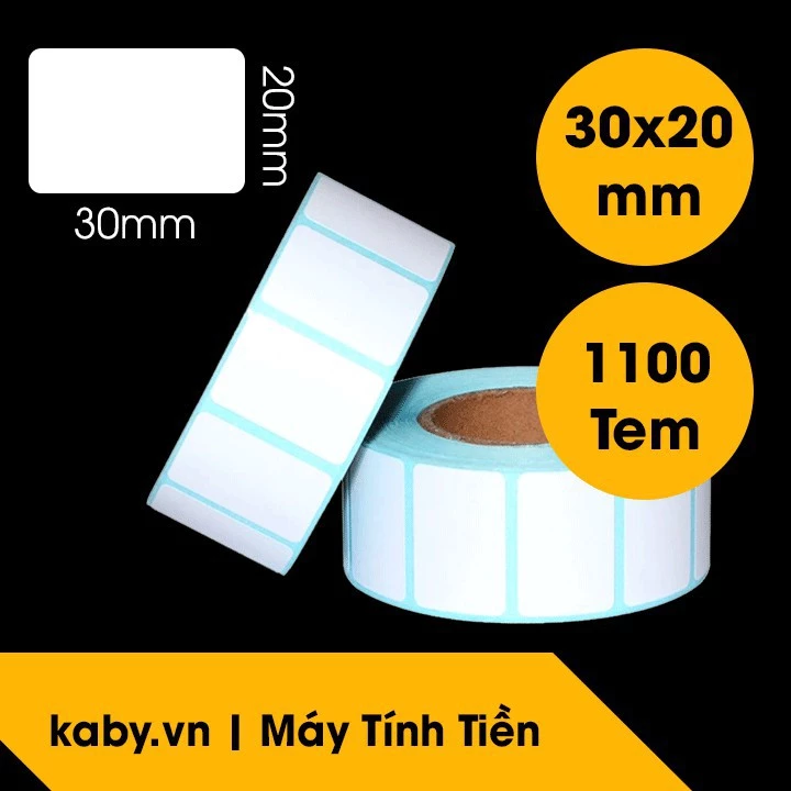 Giấy In Mã Vạch 30x20 mm (Cuộn 1100 Tem) - Decal Nhiệt 3x2 cm - Giấy In Tem Nhãn (Đế Xanh)