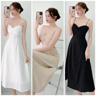 Đầm maxi hai dây dáng xòe dài xoắn ngực xinh xắn - Tina Dress