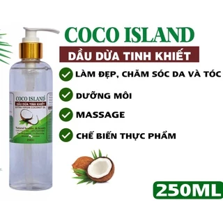 Dầu Dừa Tinh Khiết Nguyên Chất Ép Lạnh Coco island vòi xịt 250ml