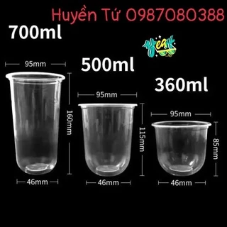 50 cốc/ly nhựa đáy bầu (cốc chữ U) 350ml-500ml-700ml đựng đồ uống