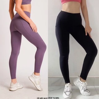 Quần dài nữ tập gym, yoga chất thun 4 chiều, có 2 túi hông