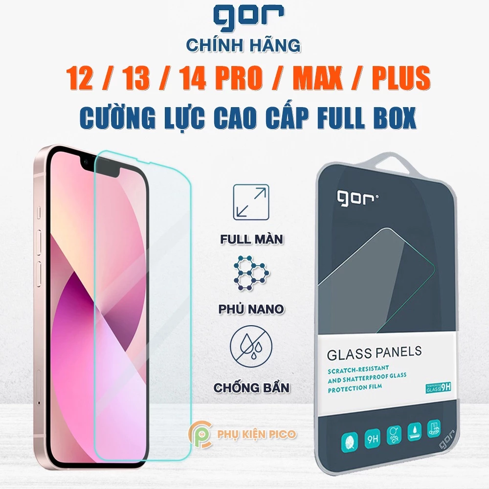 Kính cường lực Iphone 13 Mini chính hãng GOR trong suốt full màn hình cho Iphone 13 Mini