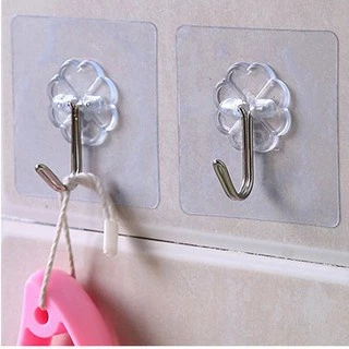 BỘ 10 Móc dán tường siêu dính trong suốt 6*6cm - Móc dính tường đa năng siêu chịu lực 88037