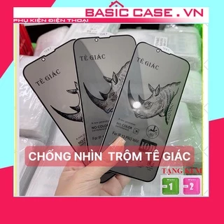 Kính cường lực iphone CHỐNG NHÌN TRỘM TÊ GIÁC Iphone 6 7 8 7plus x xsmax 11 11promax 12 13 14 pro promax max [CNTG]