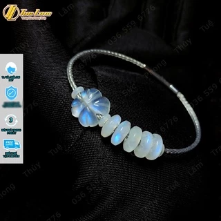 Vòng tay may mắn cỏ 4 lá mix ngũ điếu phong thủy moonstone tài lộc hợp mệnh kim thủy - Tuệ Lâm