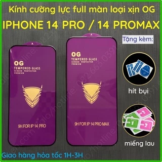 Kính cường lực iPhone 14 pro / 14 promax (14 pro max) xịn OG cao cấp, full màn hình, full keo