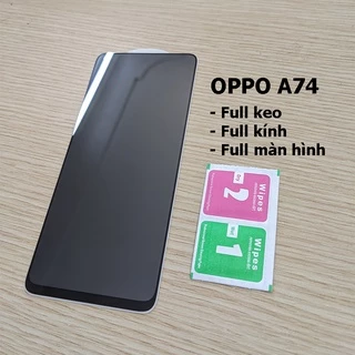 Kính cường lực chống nhìn trộm Oppo A74 full màn hình