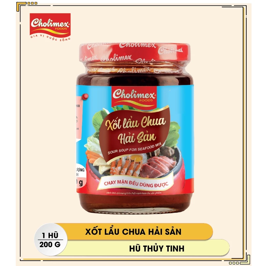 Xốt Lẩu Chua Hải Sản Cholimex – Hũ 200g – Nấu Lẩu Chua Hải Sản Thơm Ngon Chuẩn Vị