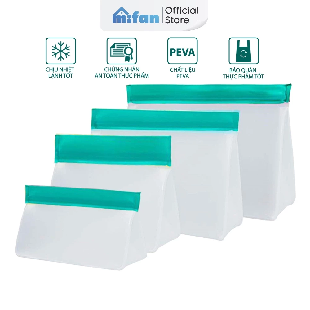 Túi Đựng Thực Phẩm Nhựa Peva Cao Cấp MIFAN - 2 lớp khoá zip bảo quản thức ăn, đồ khô, tươi sống trong tủ lạnh - An toàn