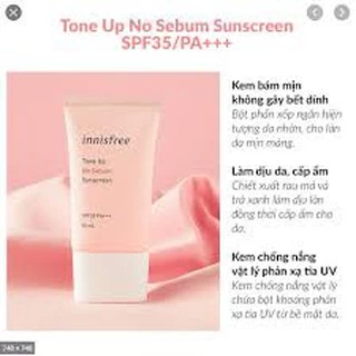 (mẫu mới ) Kem Chống Nắng Innisfree Tone Up No Sebum Sunscreen