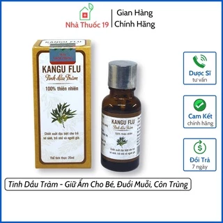 Tinh Dầu Tràm Kangu Flu Nguyên Chất 100% - Giữ ấm, đuổi muỗi, pha nước tắm, xông phòng giải cảm cho mẹ và bé (Hộp 20ml)