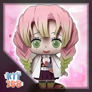 Mô hình giấy Anime Chibi Kanroji Mitsuri ver 2 - Demon Slayer (Kimetsu no Yaiba) + kit mô hình hộp trang trí