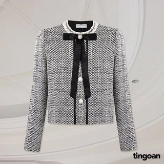 TINGOAN® - Áo khoác tweed xám viền tua rua cổ FORGET ME NOT JACKET/GR