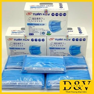 Hộp 50 chiếc khẩu trang y tế 4 lớp, đạt tiêu chuẩn iso và kiểm định chất lượng.