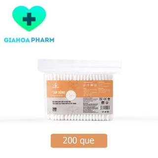 Tăm bông Bông Bạch Tuyết (Người lớn) - Gói 200 que đầu tròn (lấy ráy, ngoáy tai, vệ sinh rốn, mắt, mũi, trang điểm)