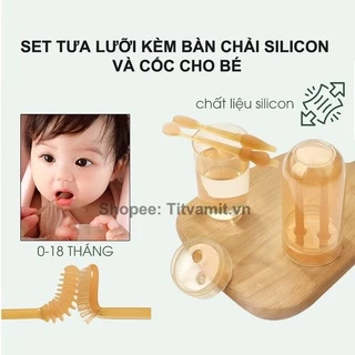 Set Rơ Lưỡi Bàn Chải Silicon Cho Bé 0-18 Tháng Tuổi