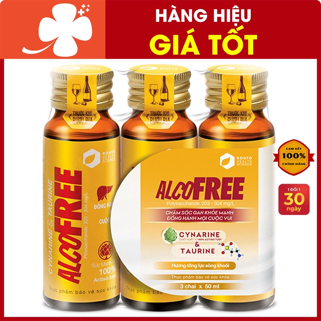 Nước - Viên giải Rượu Alcofree – Hỗ trợ giảm đau đầu và buồn nôn, mệt mỏi sau khi uống rượu bia