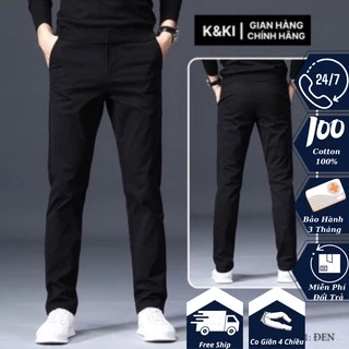 Quần kaki nam đẹp K&KI kiểu dáng dài trơn màu đen K01, form slimfit tôn dáng, vải kaki co giãn cao cấp xuất khẩu giá tốt