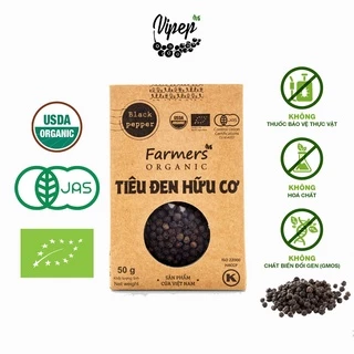 Tiêu Đen Hạt Farmers' Organic Vipep Túi Giấy 50g - Gia vị Vipep