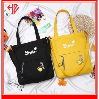 [ TRỢ GIÁ ] Túi ToTe đeo chéo và đeo vai thời trang kiểu mới chữ HAPPY SMILE of KITI SHOP 01 HOT có khóa kéo vừa A4