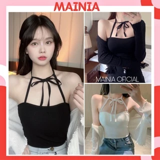 [Loại 1 Túi Zip] Áo Bra Quây COTTON Cột Dây Cổ Siêu Đẹp Thấm Hút Co Giãn Cao Cấp Mainia Shop