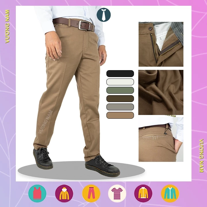Quần kaki nam trung niên cao cấp ống suông đẹp vải dày form chuẩn VNO42