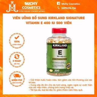 Viên uống bổ sung vitamin E Kirkland Signature Vitamin E 400 IU 500 viên đẹp da, chống lão hóa