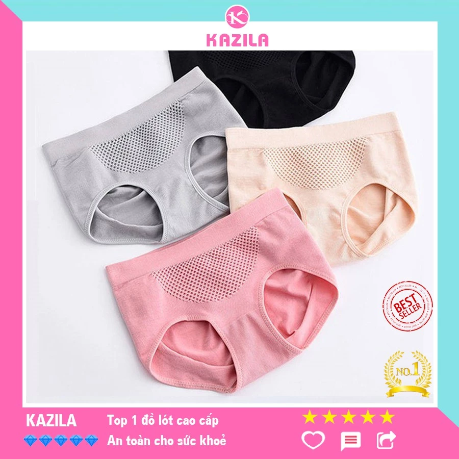 Quần lót nữ cotton tổ ong xuất Nhật freesize, quần lót nâng mông 3D chuẩn phom siêu thấm co giãn mềm mại Kazila QLH23