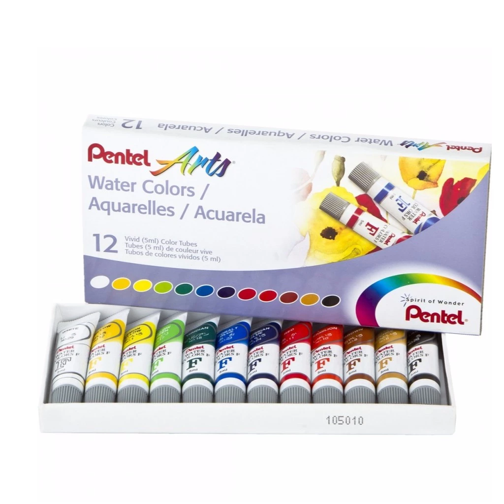 [ TÂM TÂM ]-Màu nước pentel 12 màu, Màu nước dạng tuýp (SX tại Nhật)-