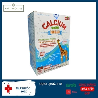 Canxi sữa Calcium with Mk7 Gold tăng chiều cao, chắc khỏe xương cho bé– Hộp 20 gói