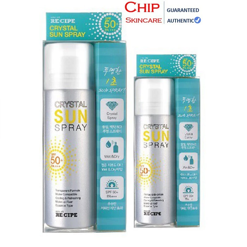 Bình Xịt Chống Nắng Jm Solution SPF50 180ml Xịt chống nắng Hàn Quốc [ RECIPE CRYSTAL SUN SPRAY SPF 50 + PA+++ ] 150ml