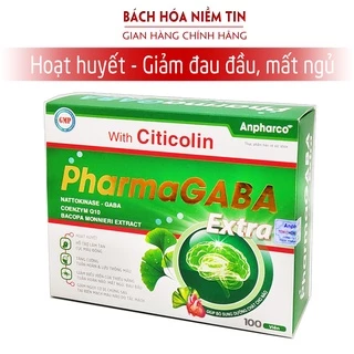 Hoạt huyết bổ não Pharma GABA Extra - giúp lưu thông giảm đau đầu, hoa mắt, chóng mặt, rối loạn tiền đình - Hộp 100 viên