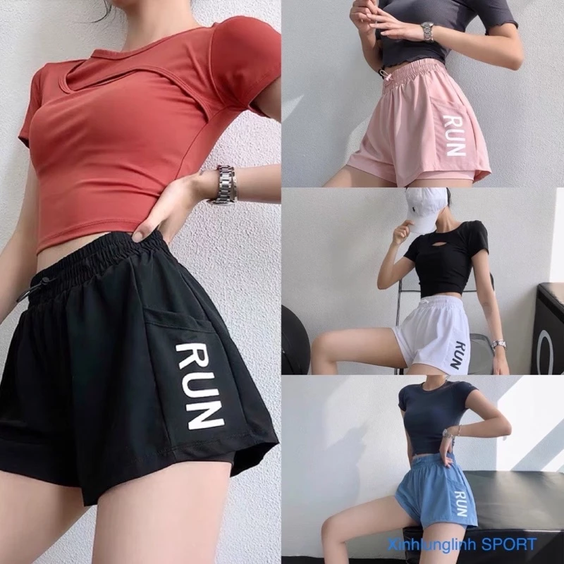 Quần thể thao gym-yoga hai lớp thun co dãn mẫu RUN
